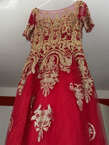 Abendkleid rot gold - abendkleid, in