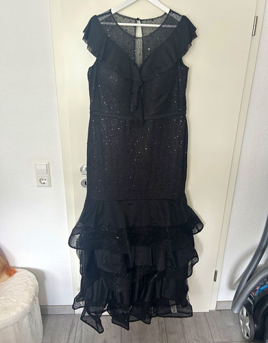 Damen abendkleid schwarz midi - damen,