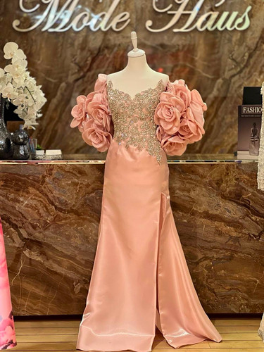 Damen abendkleid lang rosa - damen, s/m