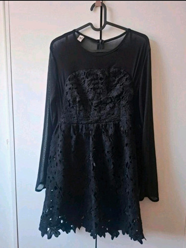Damen kleid schwarz - schwarz, l