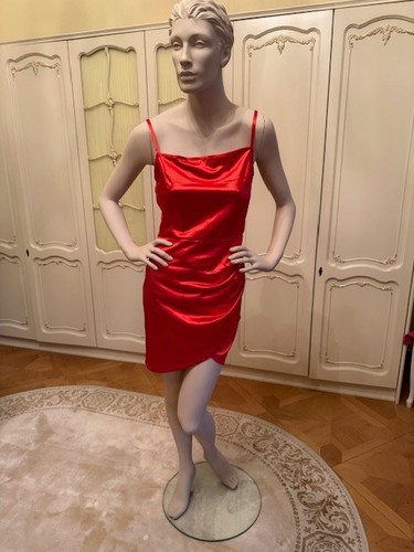 Damen kleid rot satin - gr.,