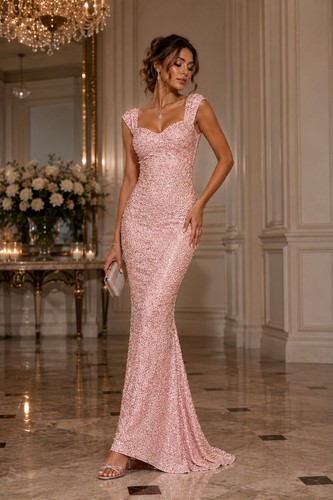 Rosa abendkleid mit - mit, pailletten