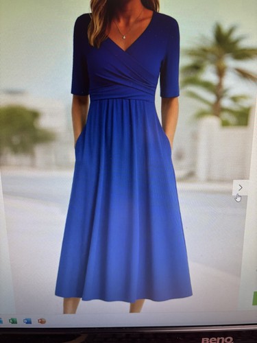 Damen crossover kleid blau - kleid,