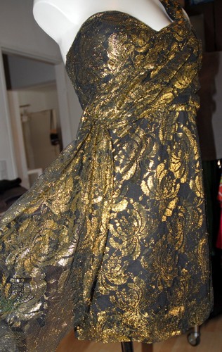 Top abendkleid kurz mit golden - kurz,
