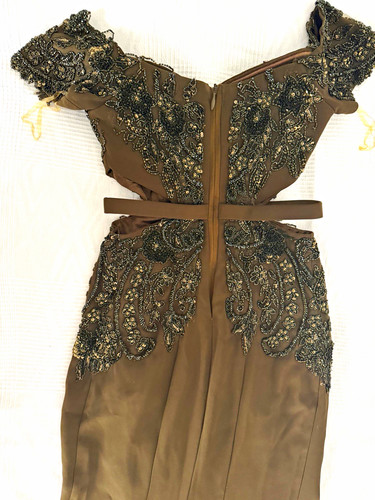 Damen abendkleid lang braun - lang,