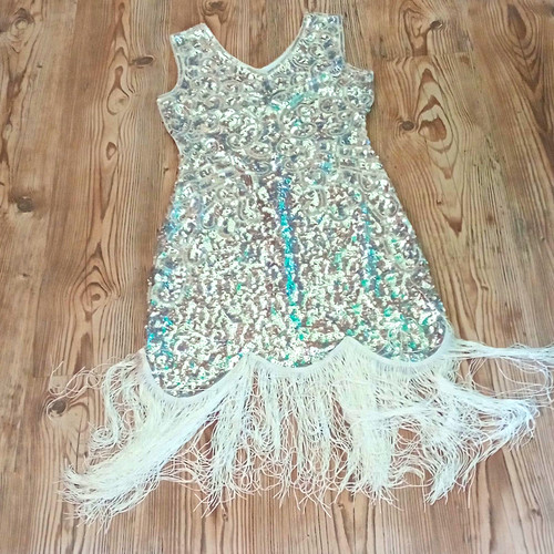 Damen abendkleid kurz silber - s,