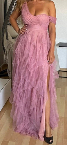 Damen abendkleid rosa lang - damen,